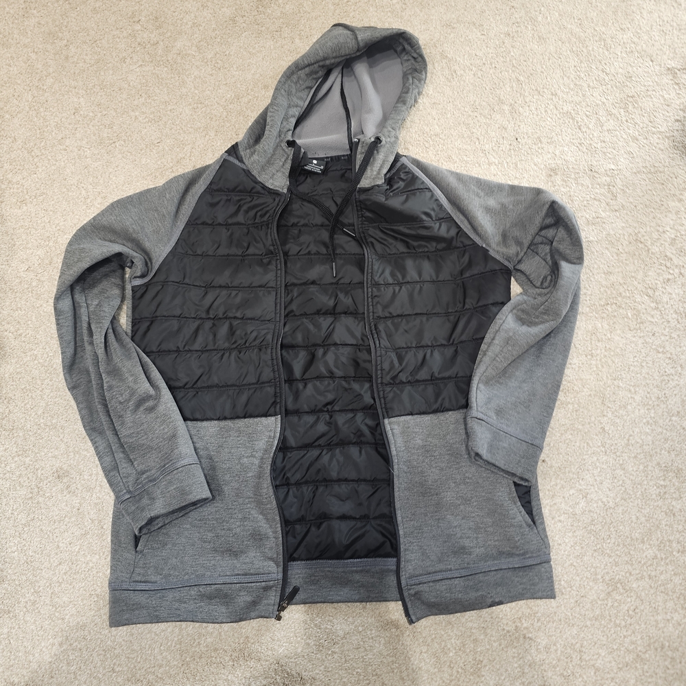 Nike Black and Gray Hooded Puffer Jacket